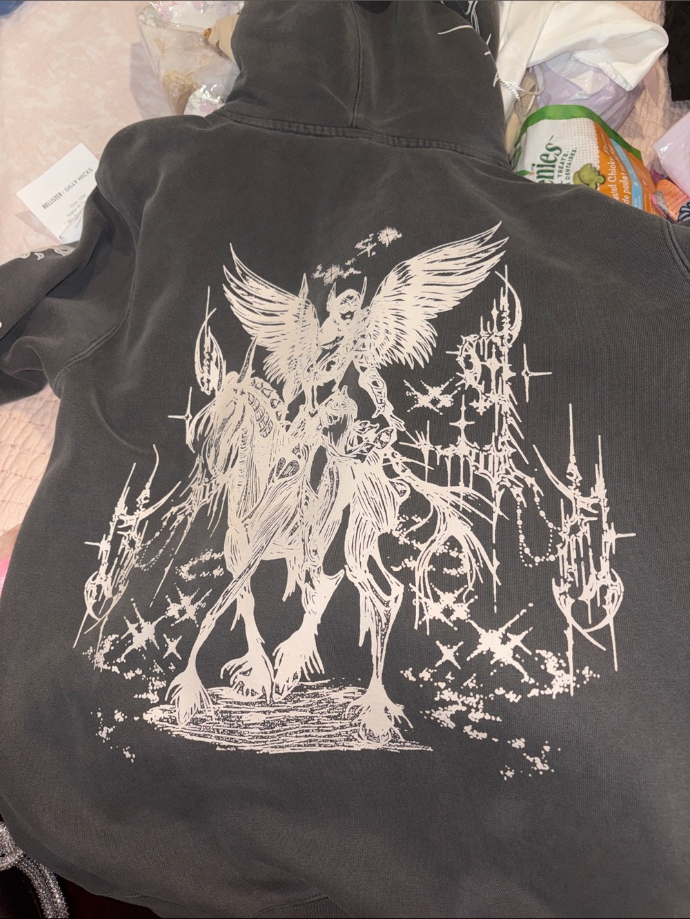 Women’s Black Crewneck Sweatshirt with White Graphic